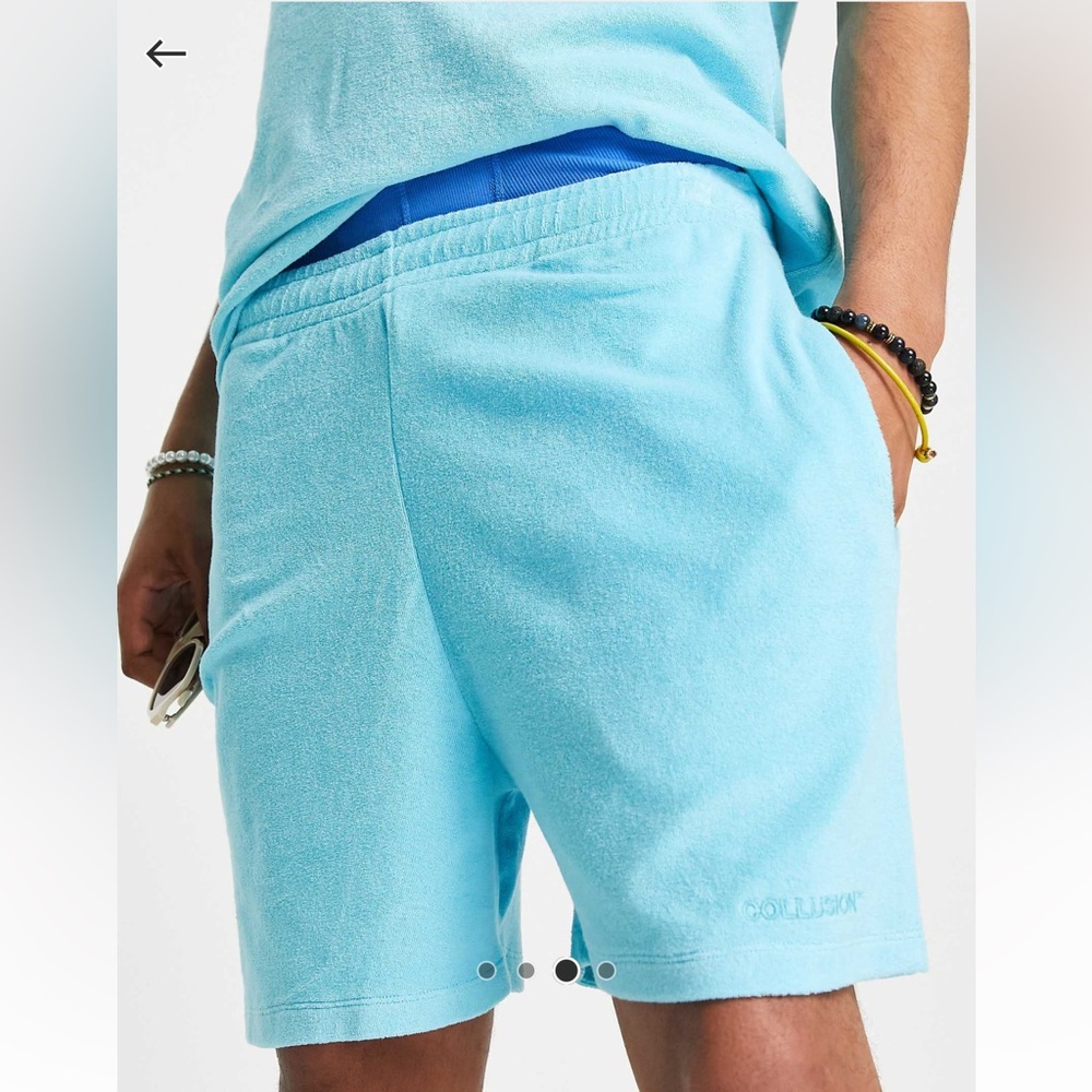 ASOS Collusion Aqua Blue Terrycloth Shorts